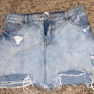 Distressed Jean skirt